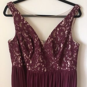 David’s Bridal illusion neckline floor length gown